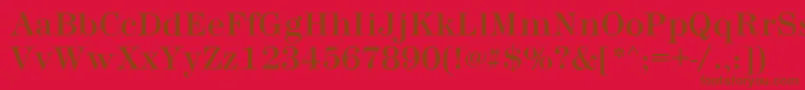 フォントMontpellierRegular – 赤い背景に茶色の文字