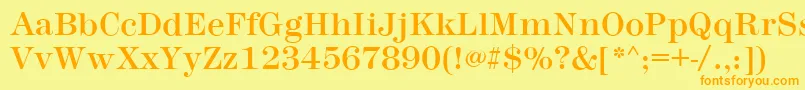 フォントMontpellierRegular – オレンジの文字が黄色の背景にあります。