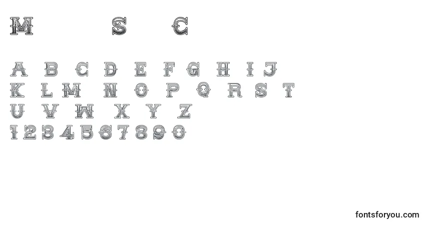 Czcionka MedicineShowCaps – alfabet, cyfry, specjalne znaki