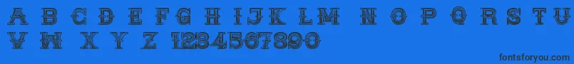 MedicineShowCaps Font – Black Fonts on Blue Background