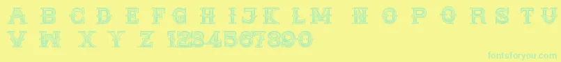 MedicineShowCaps Font – Green Fonts on Yellow Background