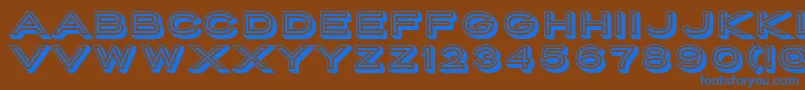 PorterSansInlineBlock Font – Blue Fonts on Brown Background