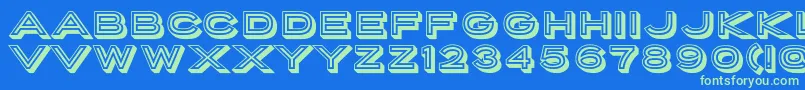 PorterSansInlineBlock Font – Green Fonts on Blue Background