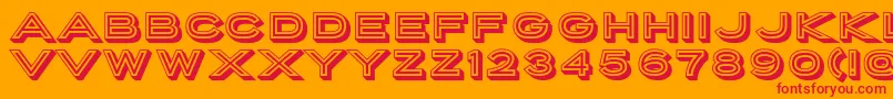 PorterSansInlineBlock-Schriftart – Rote Schriften auf orangefarbenem Hintergrund