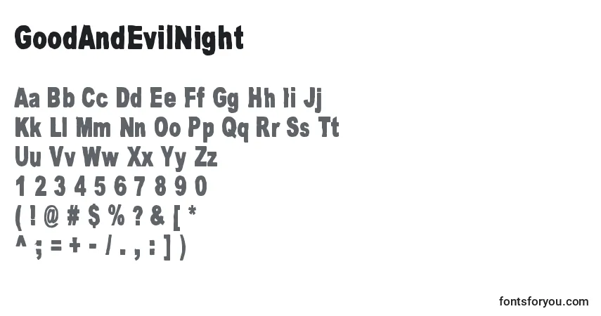 Шрифт GoodAndEvilNight – алфавит, цифры, специальные символы