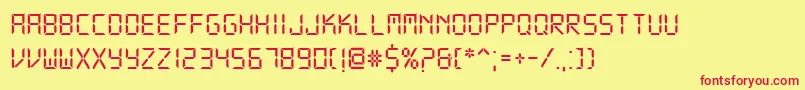フォントDsDigi – 赤い文字の黄色い背景