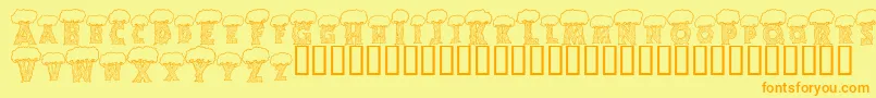 Alphatrees-fontti – oranssit fontit keltaisella taustalla