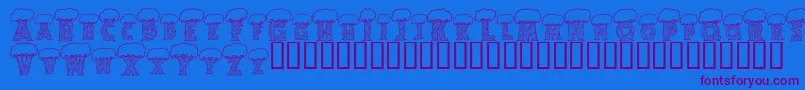 Police Alphatrees – polices violettes sur fond bleu