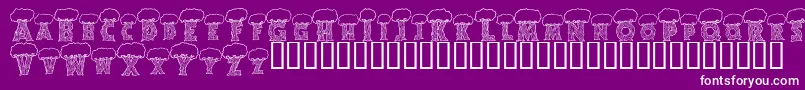 Alphatrees-Schriftart – Weiße Schriften auf violettem Hintergrund