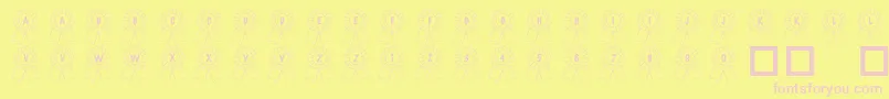 101AwardsWon-fontti – vaaleanpunaiset fontit keltaisella taustalla