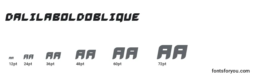 Размеры шрифта DalilaBoldOblique