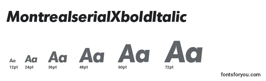 Размеры шрифта MontrealserialXboldItalic