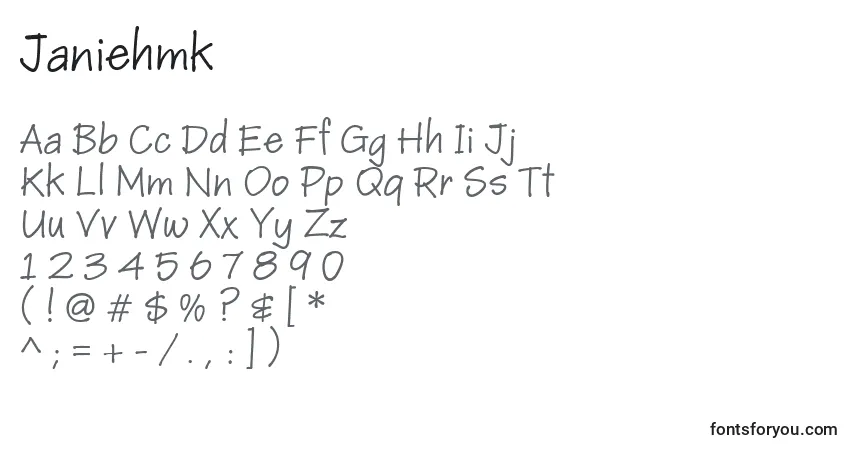 Шрифт Janiehmk – алфавит, цифры, специальные символы