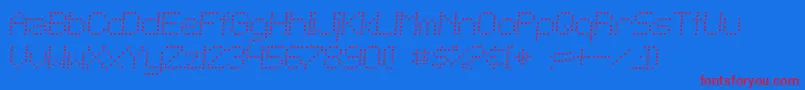 SfTelegraphicLightItalic-Schriftart – Rote Schriften auf blauem Hintergrund