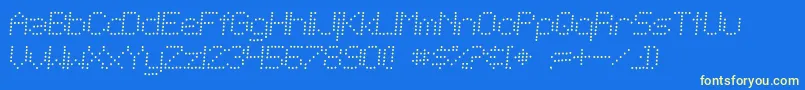 SfTelegraphicLightItalic-Schriftart – Gelbe Schriften auf blauem Hintergrund