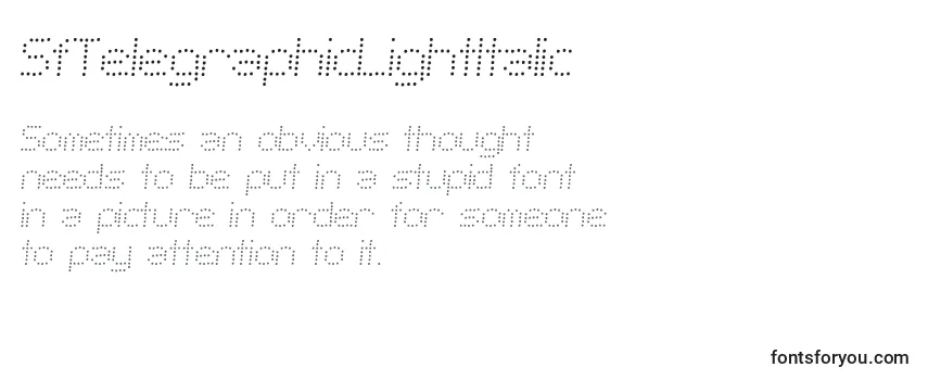 Review of the SfTelegraphicLightItalic Font