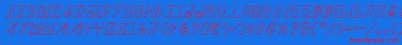 Eldermagicsi-Schriftart – Rote Schriften auf blauem Hintergrund