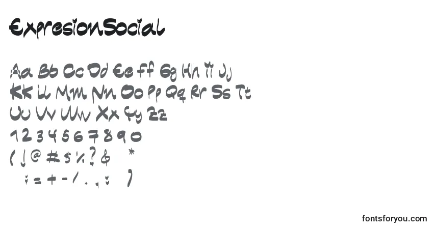Шрифт ExpresionSocial – алфавит, цифры, специальные символы
