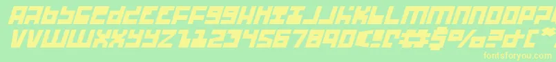 フォントUfohunterei – 黄色の文字が緑の背景にあります