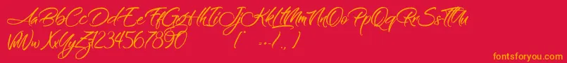 フォントOnTheRings – 赤い背景にオレンジの文字
