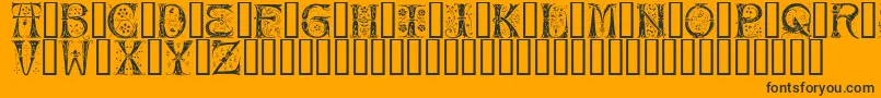 Silvus-Schriftart – Schwarze Schriften auf orangefarbenem Hintergrund