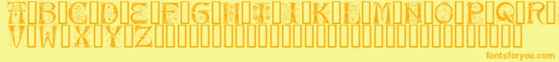 フォントSilvus – オレンジの文字が黄色の背景にあります。
