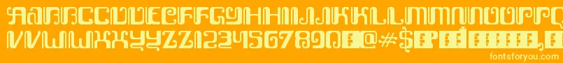 KemasyuranJawa-Schriftart – Gelbe Schriften auf orangefarbenem Hintergrund