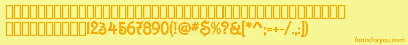 フォントConstaciaModern – オレンジの文字が黄色の背景にあります。
