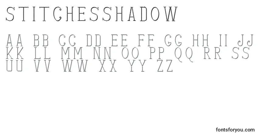 A fonte Stitchesshadow – alfabeto, números, caracteres especiais