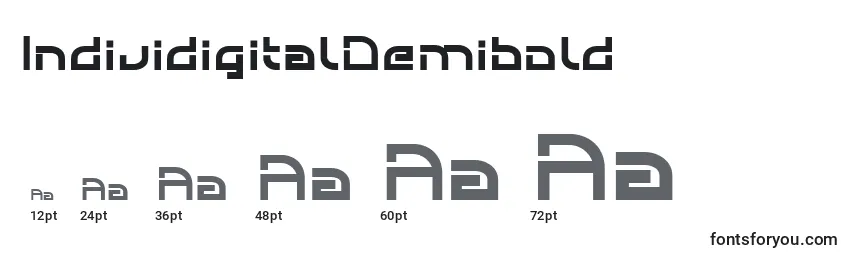 Размеры шрифта IndividigitalDemibold