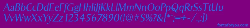 SigvarserialLightItalic Font – Blue Fonts on Purple Background