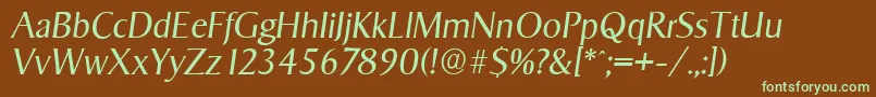 SigvarserialLightItalic-fontti – vihreät fontit ruskealla taustalla