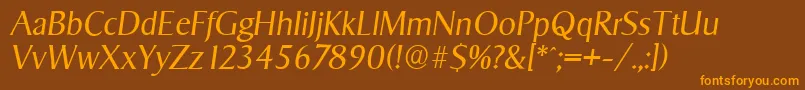 SigvarserialLightItalic Font – Orange Fonts on Brown Background