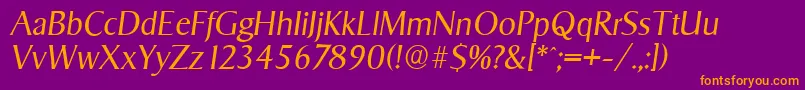 SigvarserialLightItalic Font – Orange Fonts on Purple Background