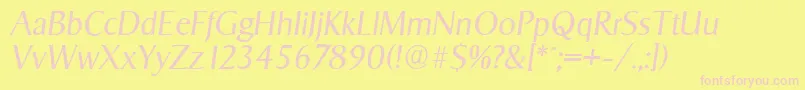 SigvarserialLightItalic-fontti – vaaleanpunaiset fontit keltaisella taustalla