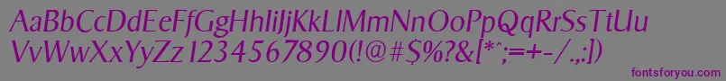 Шрифт SigvarserialLightItalic – фиолетовые шрифты на сером фоне
