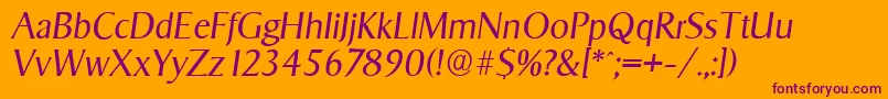 SigvarserialLightItalic Font – Purple Fonts on Orange Background