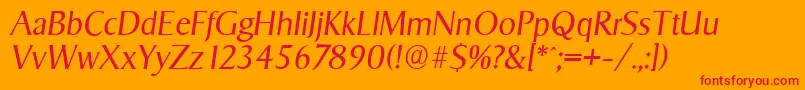SigvarserialLightItalic Font – Red Fonts on Orange Background