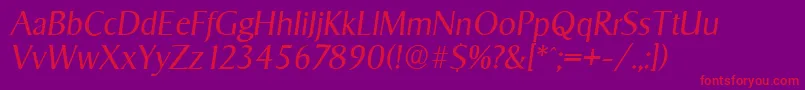 SigvarserialLightItalic Font – Red Fonts on Purple Background