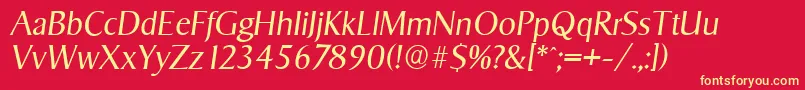 Шрифт SigvarserialLightItalic – жёлтые шрифты на красном фоне