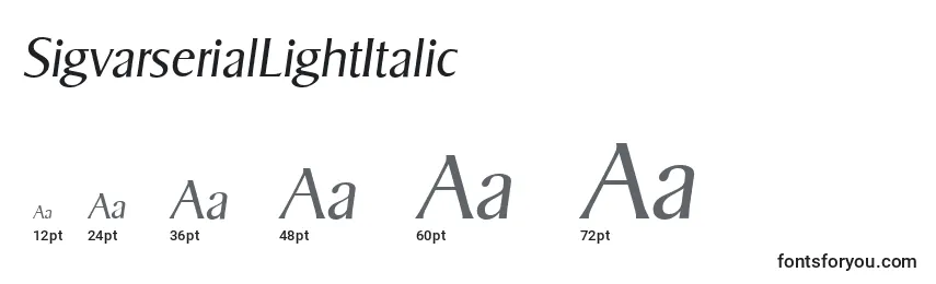 Größen der Schriftart SigvarserialLightItalic