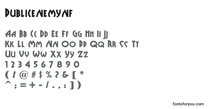 Czcionka Publicenemynf – alfabet, cyfry, specjalne znaki