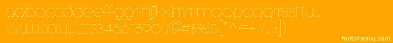 DebevicCircular-Schriftart – Gelbe Schriften auf orangefarbenem Hintergrund
