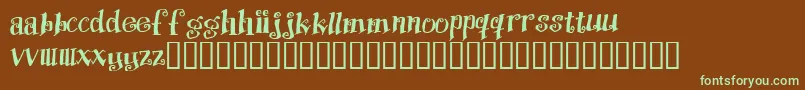 フォントProtection – 緑色の文字が茶色の背景にあります。
