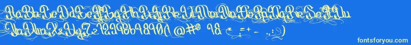OrigineDuMonde-Schriftart – Gelbe Schriften auf blauem Hintergrund