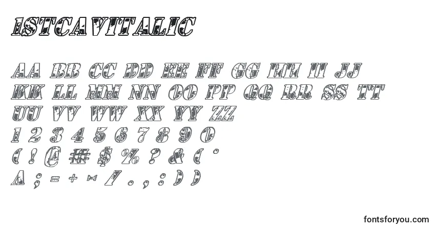 Fuente 1stCavItalic - alfabeto, números, caracteres especiales