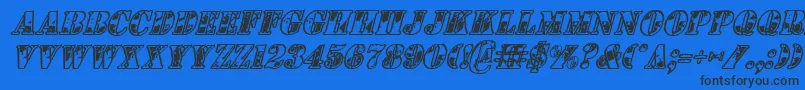 1stCavItalic Font – Black Fonts on Blue Background