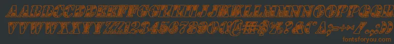 1stCavItalic-Schriftart – Braune Schriften auf schwarzem Hintergrund