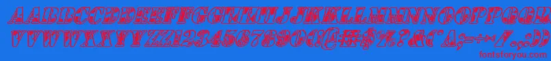 1stCavItalic Font – Red Fonts on Blue Background