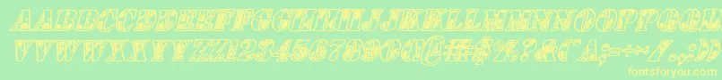 1stCavItalic Font – Yellow Fonts on Green Background